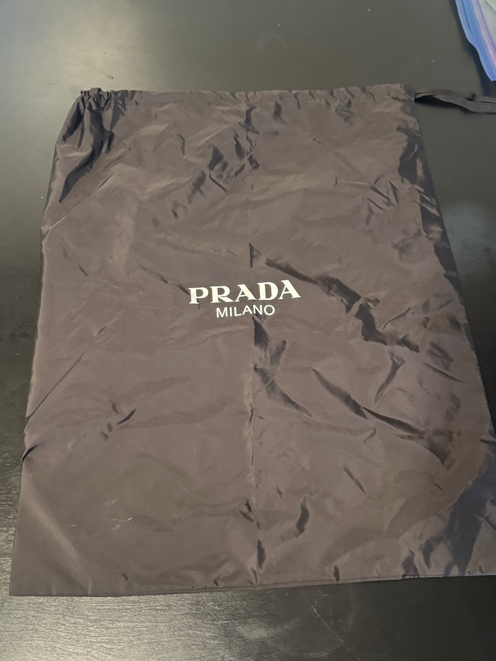 Prada Black Nylon Logo Drawstring Bag